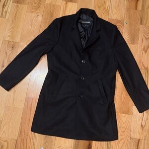 Express | Men's Classic Black Trench Coat Size Large